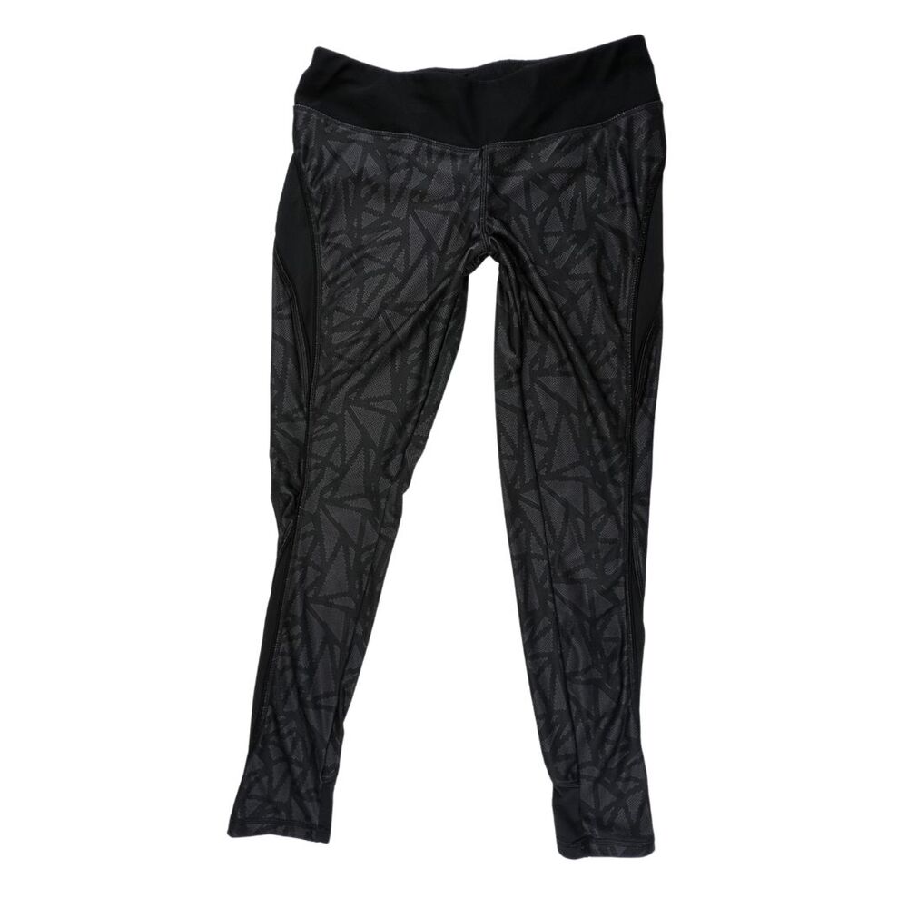 Avia Leggings Medium Black Athletic Embossed Stealth Print Luxe Fitness Gym Wear